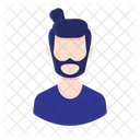Boy Man Bun Beard Avatar  Icon