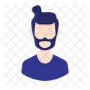 Boy Man Bun Beard Avatar  Icon