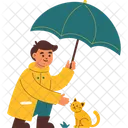 Umbrella Raincoat Feline Icon