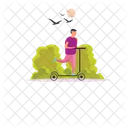 Boy Riding On Skateboard  Icon