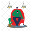Boy Sitting On Sofa Character Male Icon