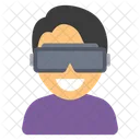 Boy use Virtual reality headset  Icon