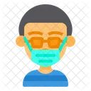 Boy Wear Surgical Mask  Icon