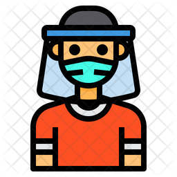 Free Boy With Face Shield Colored Outline Icon Available In Svg Png Eps Ai Icon Fonts