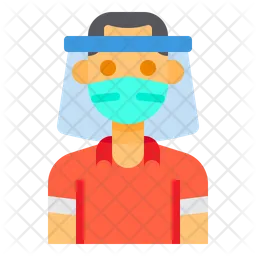 Boy With Face Shield  Icon