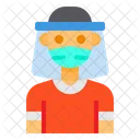 Boy  With Face Shield  Icon