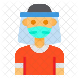 Boy  With Face Shield  Icon