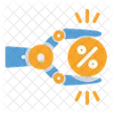Braço mecânico e desconto  Ícone