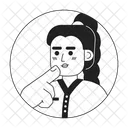 Braided ponytail caucasian girl stroking chin  アイコン