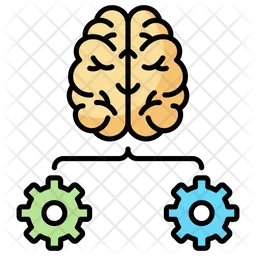 Brain linked to gears  Icon