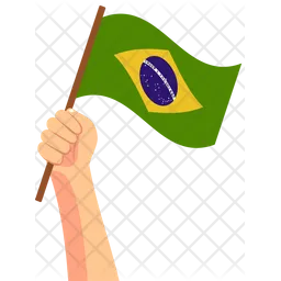 Brazil hand holding Flag Icon