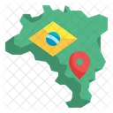 Brazil Map Location Country Geography Nation Flag Icon