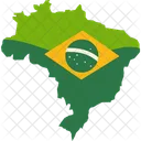 Brazil Map with National Flag  Icon
