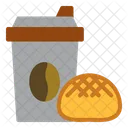 빵 커피 음식 아이콘