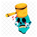 Break Skull Hammer Strike Dead Skull Icon