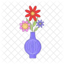 Bright flowers bunch in modern vase  Icon