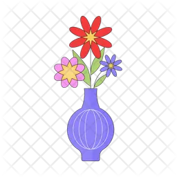 Bright flowers bunch in modern vase  Icon