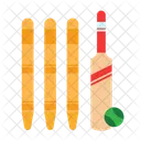 British Game Cricket Bat Wickets Icon