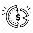 Broken Coin Bankruptcy Crises Icon