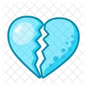 Blue Heart Broken Valentine Love Icon