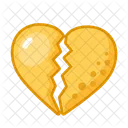 Gold Heart Broken Valentine Love Icon
