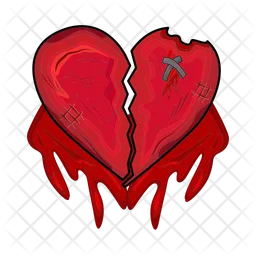 Broken heart with blood  Icon