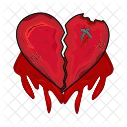 Broken heart with blood  Icon