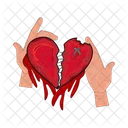 Broken heart with blood in hand  Icon
