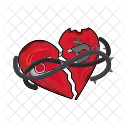 Broken heart with broken heart with iron rope  Icon