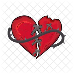 Broken heart with iron rope  Icon