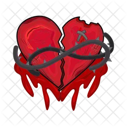Broken heart with iron rope  Icon