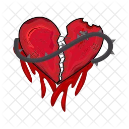 Broken heart with iron rope  Icon