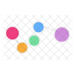 Broken line with colorful circle cells  Icon