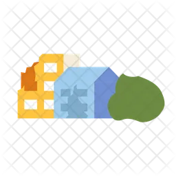 Broken residential buildings  Icon