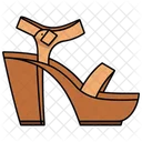 Brown Cork Platform Sandals Women's Shoes  Icon