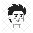 Brunette young adult man with messy hair  Icon