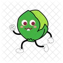 Brussels Sprouts Mascot Vegetable Character Illustration Art 아이콘