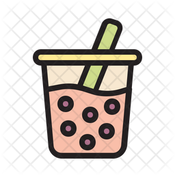 Bubble Tea Icon - Download in Colored Outline Style