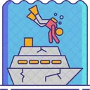 Buceo En Naufragios Peligroso Buzo Icono