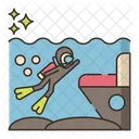Buceo En Naufragios Peligroso Buzo Icono