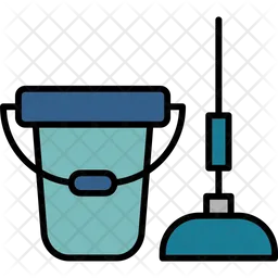 Bucket And Mop  Icon