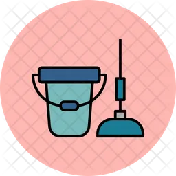 Bucket And Mop  Icon