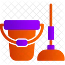 Bucket And Mop  Icon