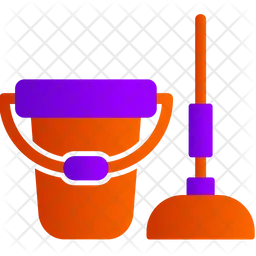 Bucket And Mop  Icon