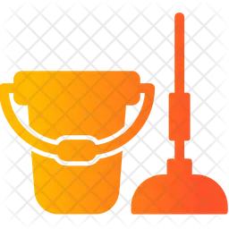 Bucket And Mop  Icon