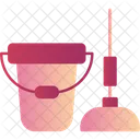 Bucket And Mop  Icon
