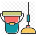 Bucket And Mop  Icon