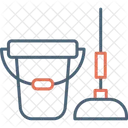 Bucket And Mop  Icon