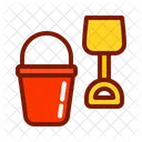 Bucket And Spade Beach Toy Gardening Toy Icon