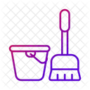 Bucket Broom Cleaning Icon